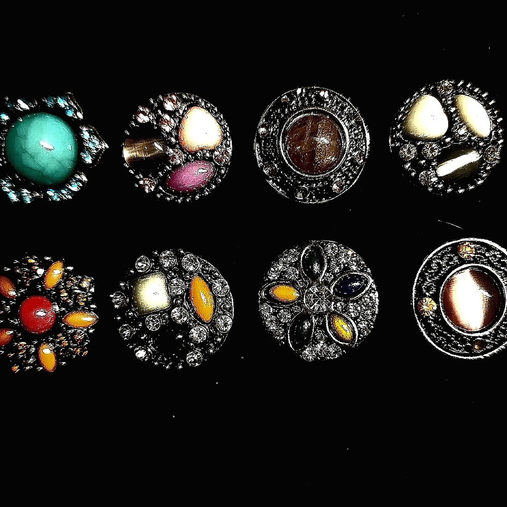 Lot of 50 Elegant Eclectic Vintage Snap Charms Turquoise Gemstones Crystal
